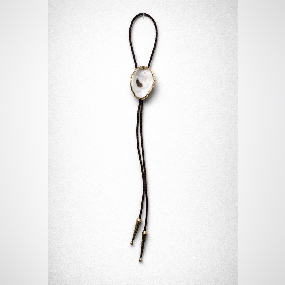 Brown and Gold Bolo Tie with Agate Stone